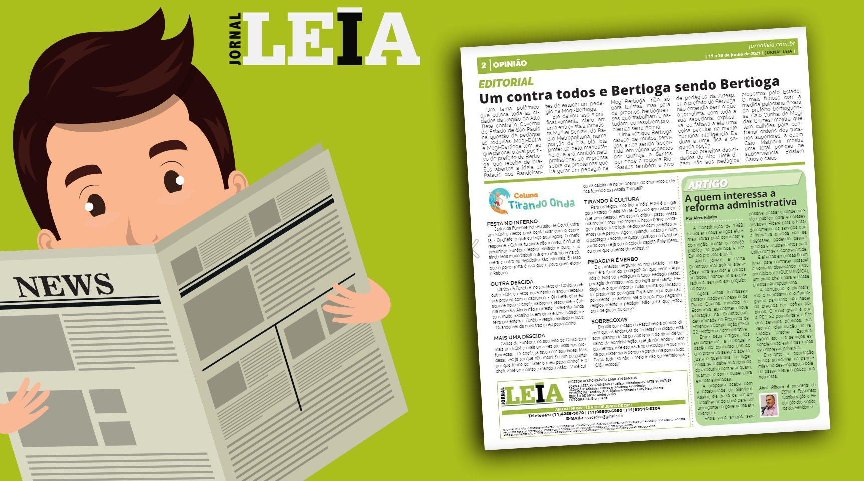 Jornal “Leia” destaca artigo do presidente Aires Ribeiro sobre os perigos da PEC 32