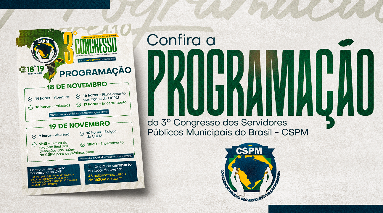 CSPM divulga programação completa do 3º Congresso dos Servidores Públicos Municipais